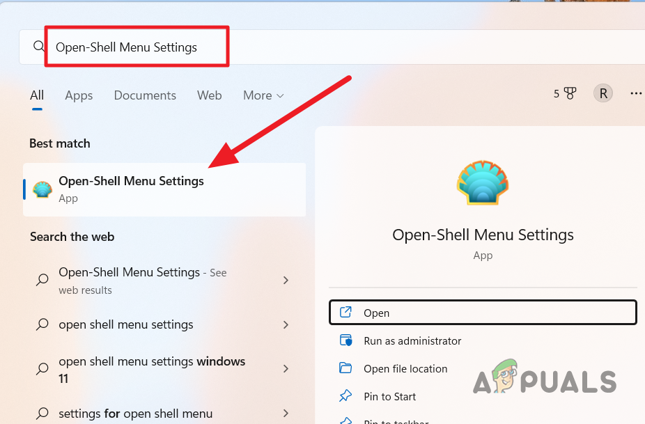 Opening Open Shell Menu