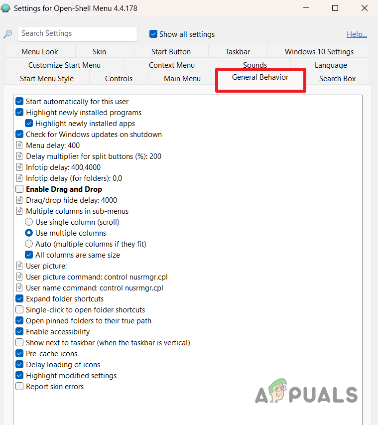 Open Shell General Behavior