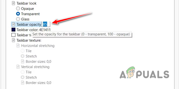 Changing Taskbar Opacity