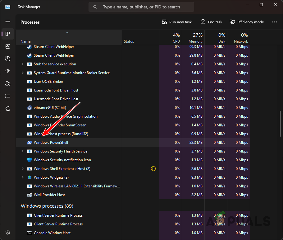 Windows Powershell Process