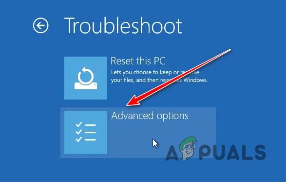 Navigating to Advanced Options Menu