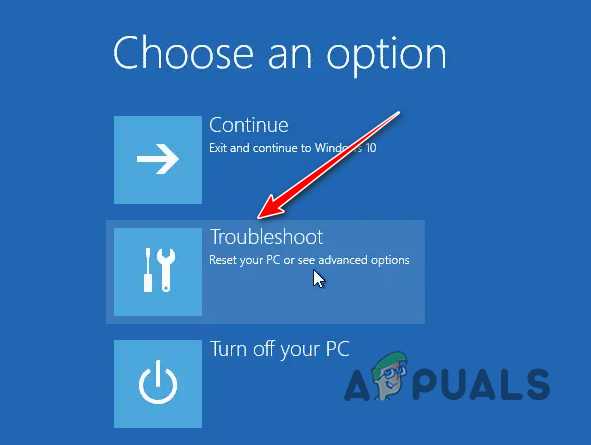 Navigating to Troubleshoot Menu