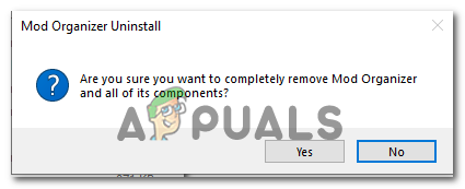 Clicking on the Yes button inside the prompt