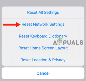 Tap on Reset Network Settings