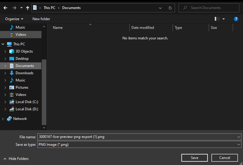 choose the "location" to export