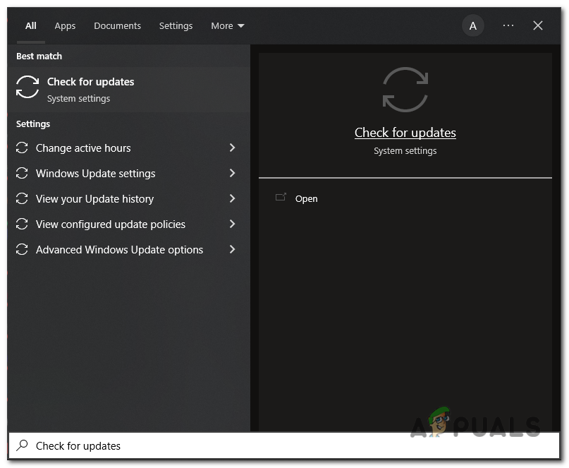 Open the Start menu and search for "Check for updates".