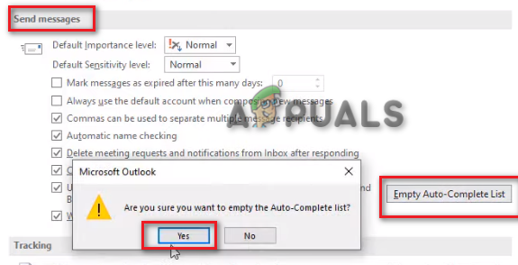 Clearing Auto complete list in outlook