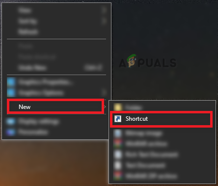 Creating new shortcut 