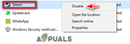 Disabling startup program 
