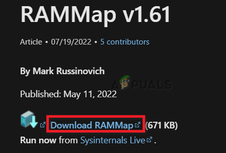 Downloading RamMap tool