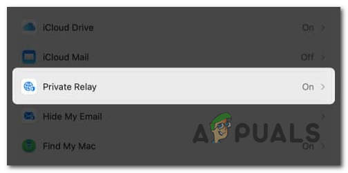 Locate and select the Private Relay option.