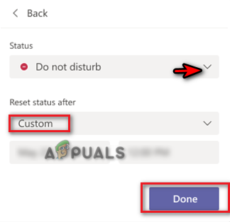 Resetting status to custom time