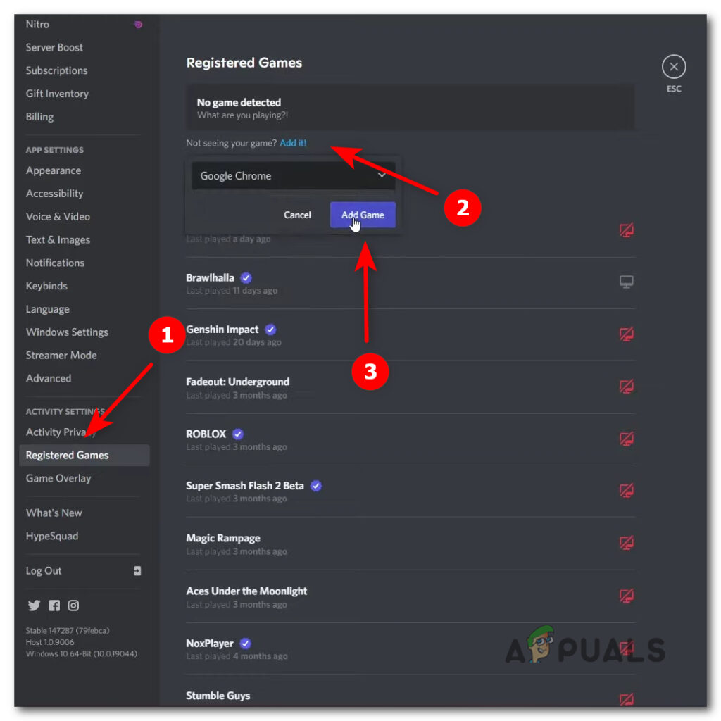 Add Google Chrome in Register Games tab