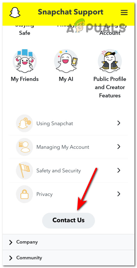 Tap on the Contact Us option