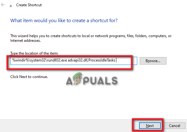 Typing location of item