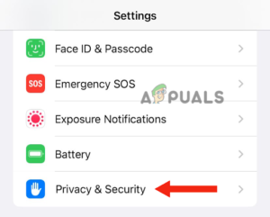 Tap on Privacy & Security