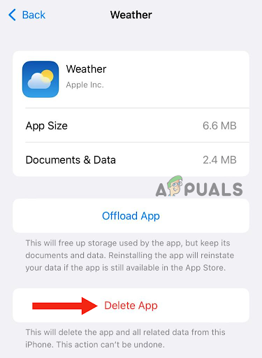 Hit the Delete App button