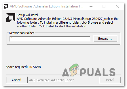 Choose your destination folder and click install.