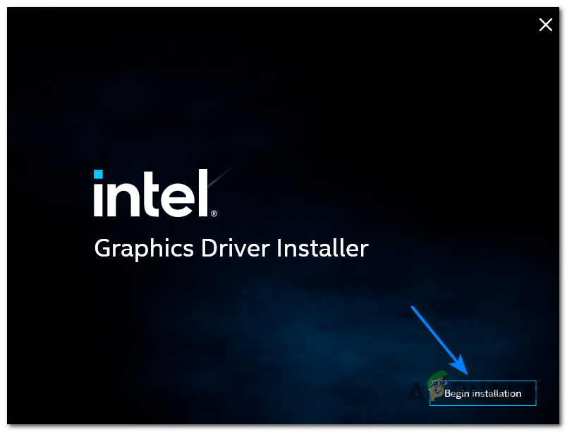 press the Begin installation button