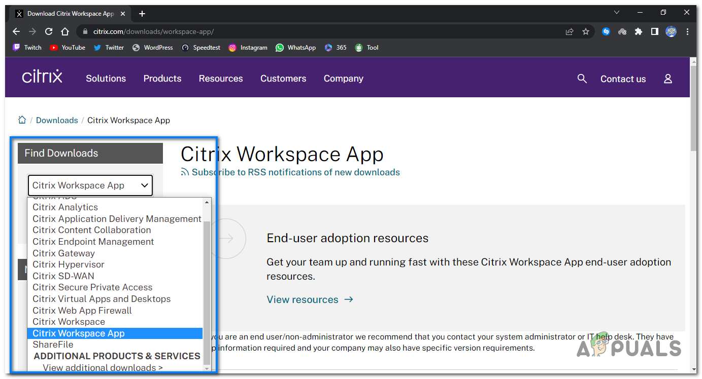 Look for the Citrix Receiver or Citrix Workspace client software.