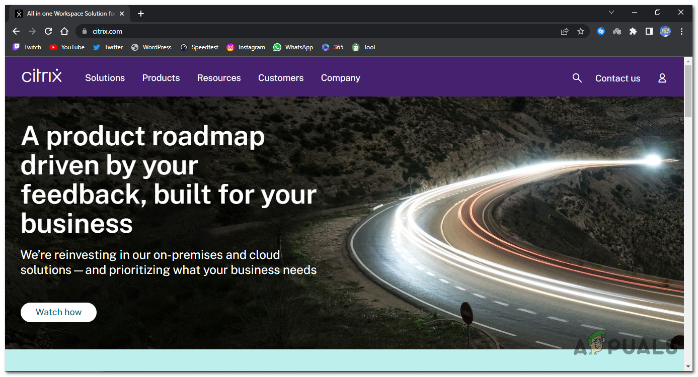 Open the official Citrix website.