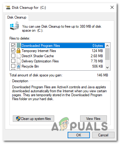 Check the files you wish to delete from the provided list