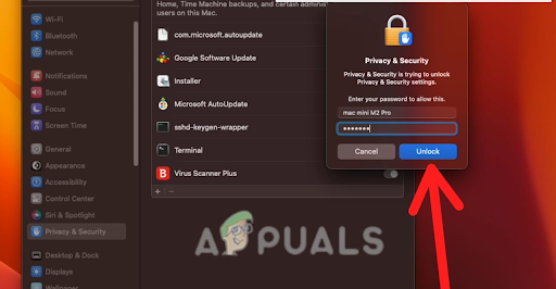 Enter your administrator password 