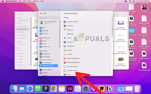 Go to Full Disk Access