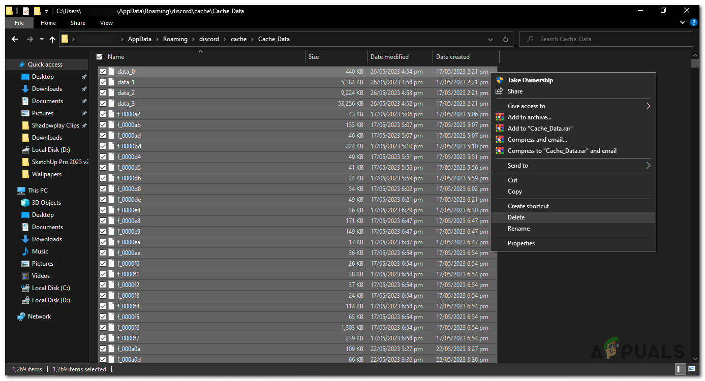 Right-click on the selected files and choose "Delete."