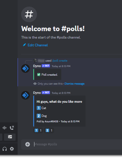 users can vote by reacting to the options using the corresponding emote