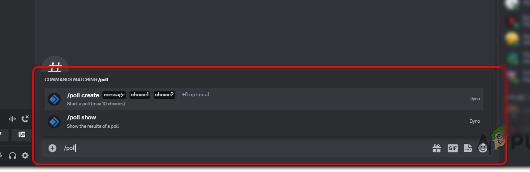 type "/poll", select the "/poll create" option