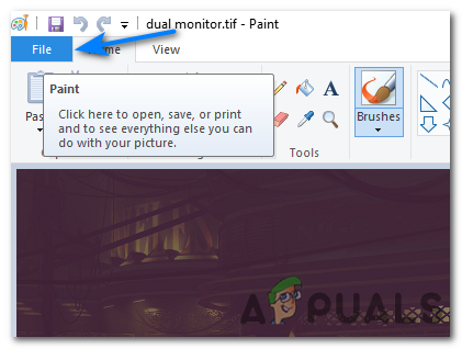 click on the "File" option located in the top left corner of the screen.