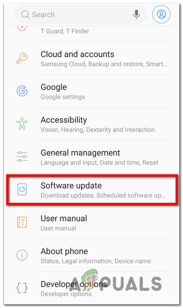 Go to Software Update