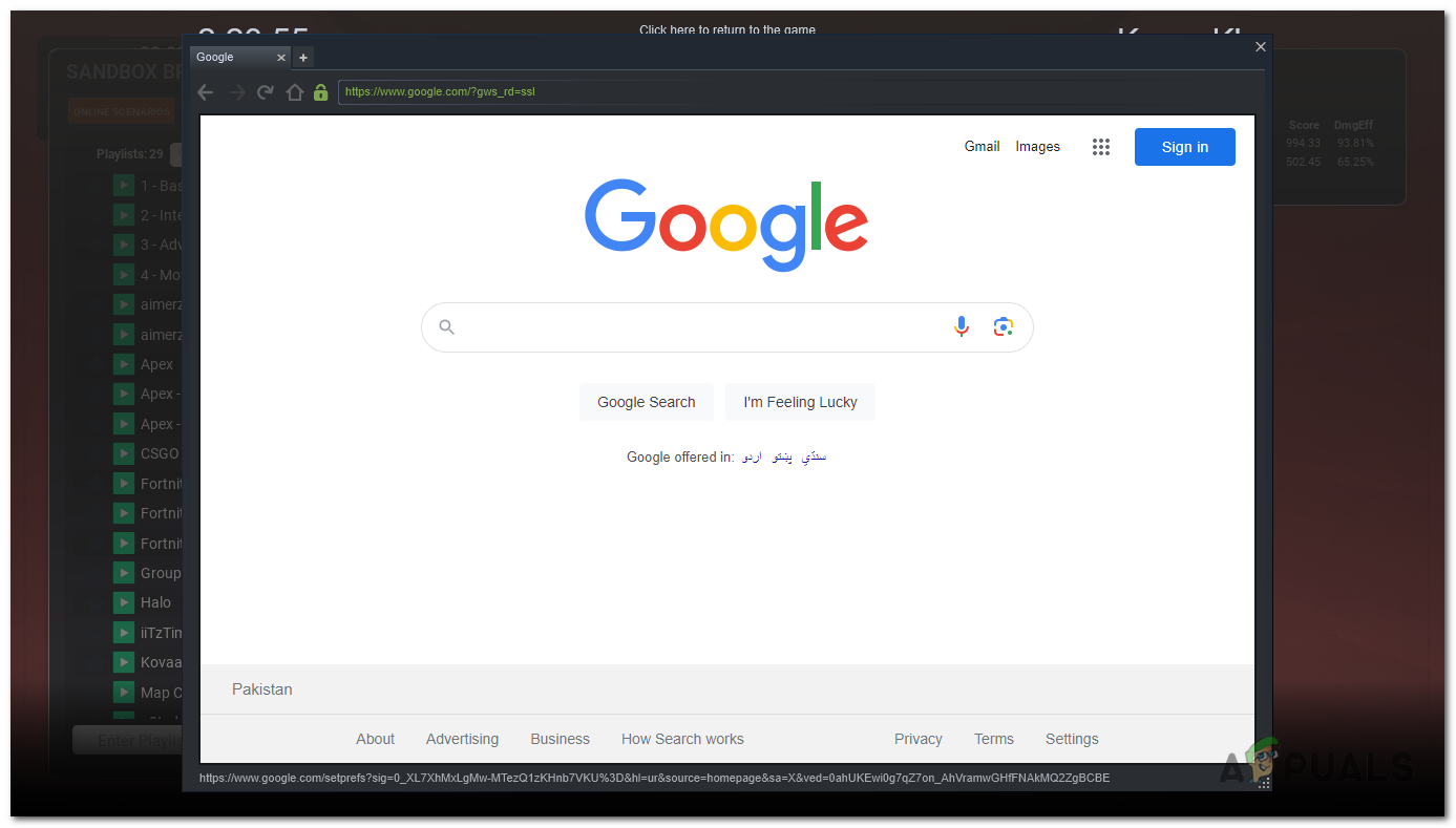 The Steam in-game overlay integrated web browser.