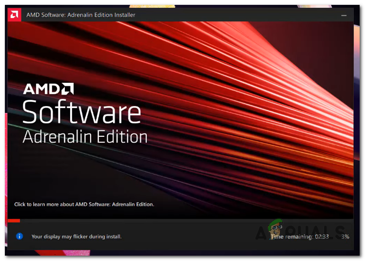 It will start installing the graphics driver, and your screen may flicker during the process.