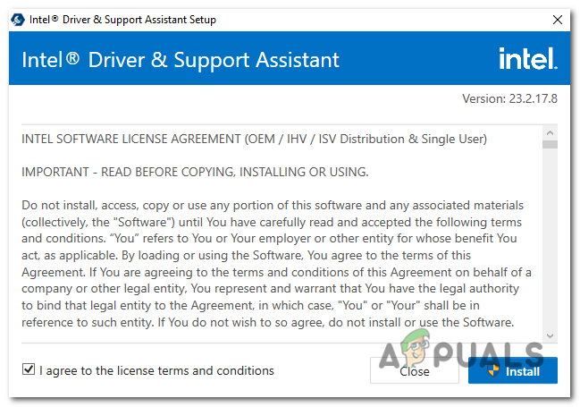 accept the terms and conditions and press install