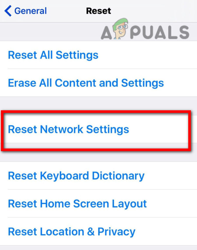 Select Reset Network Settings