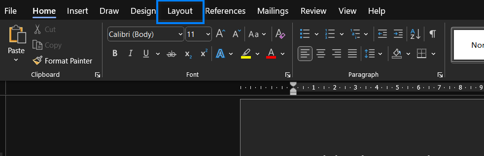 Go to the "Layout" tab.