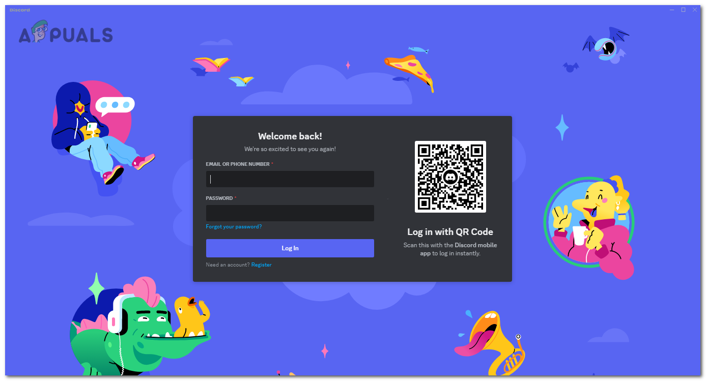 Log in to your Discord account or create a new account if you don't have one.