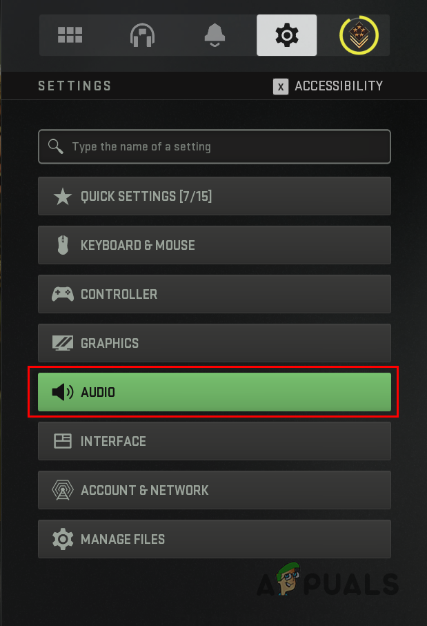 Navigating to Audio Settings