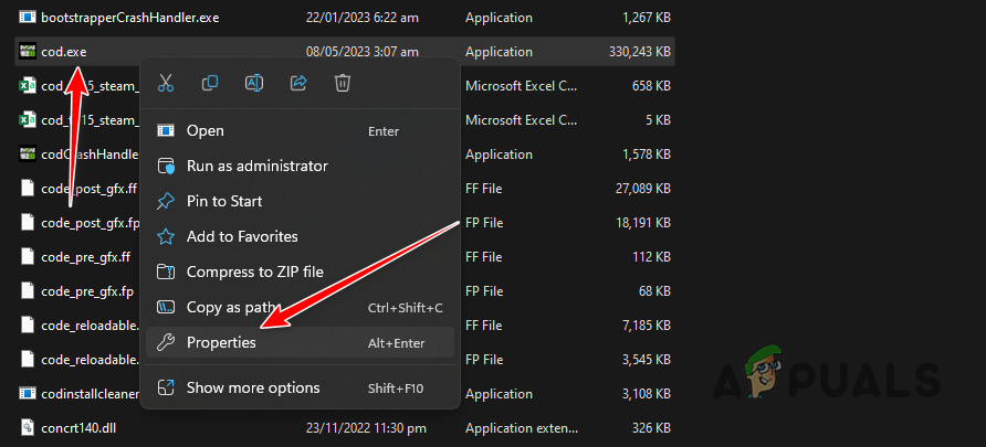 Opening COD Modern Warfare II Properties