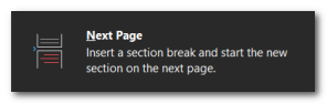 Next Page Section Break