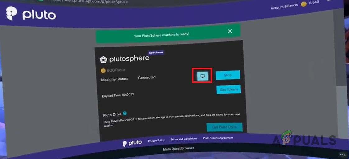 Navigating to PlutoSphere Virtual Machine