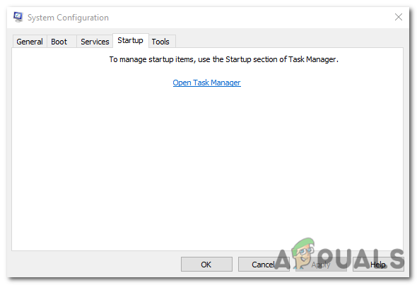 Click on the "Open Task Manager" link to open the Task Manager.