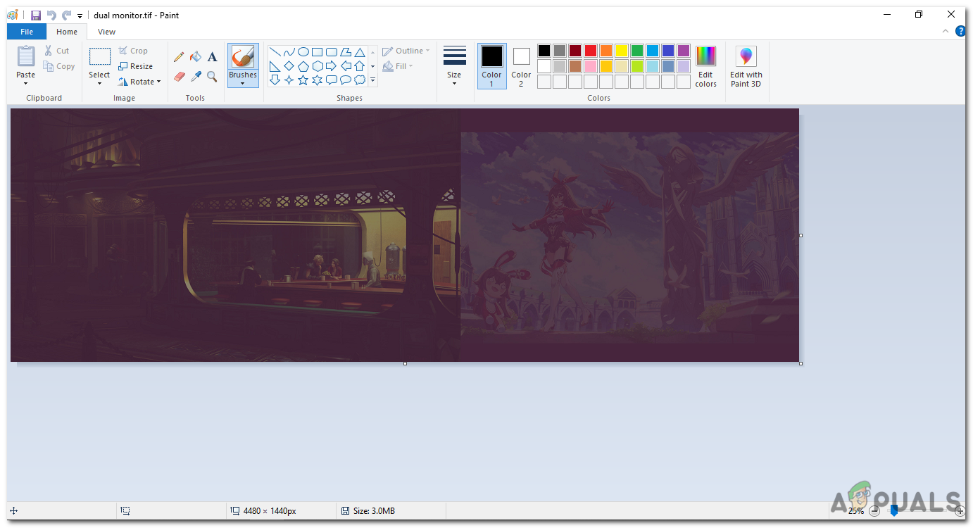 Custom image created to span across dual monitors.