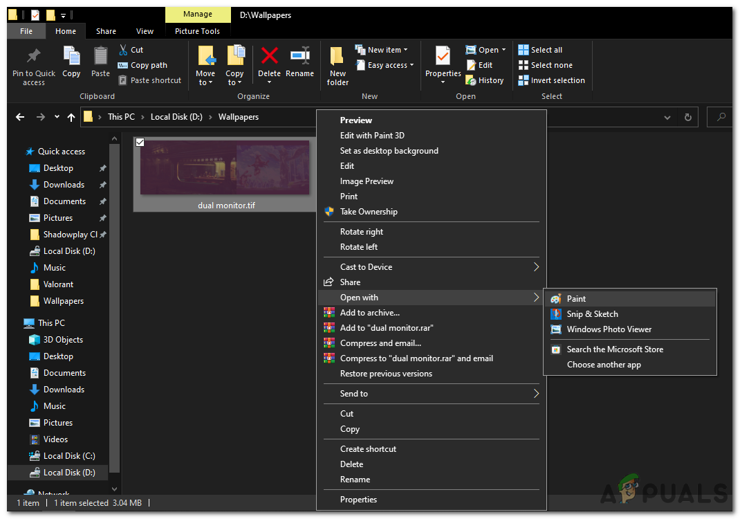 RIght Click on the image and select Paint in the open with context menu.