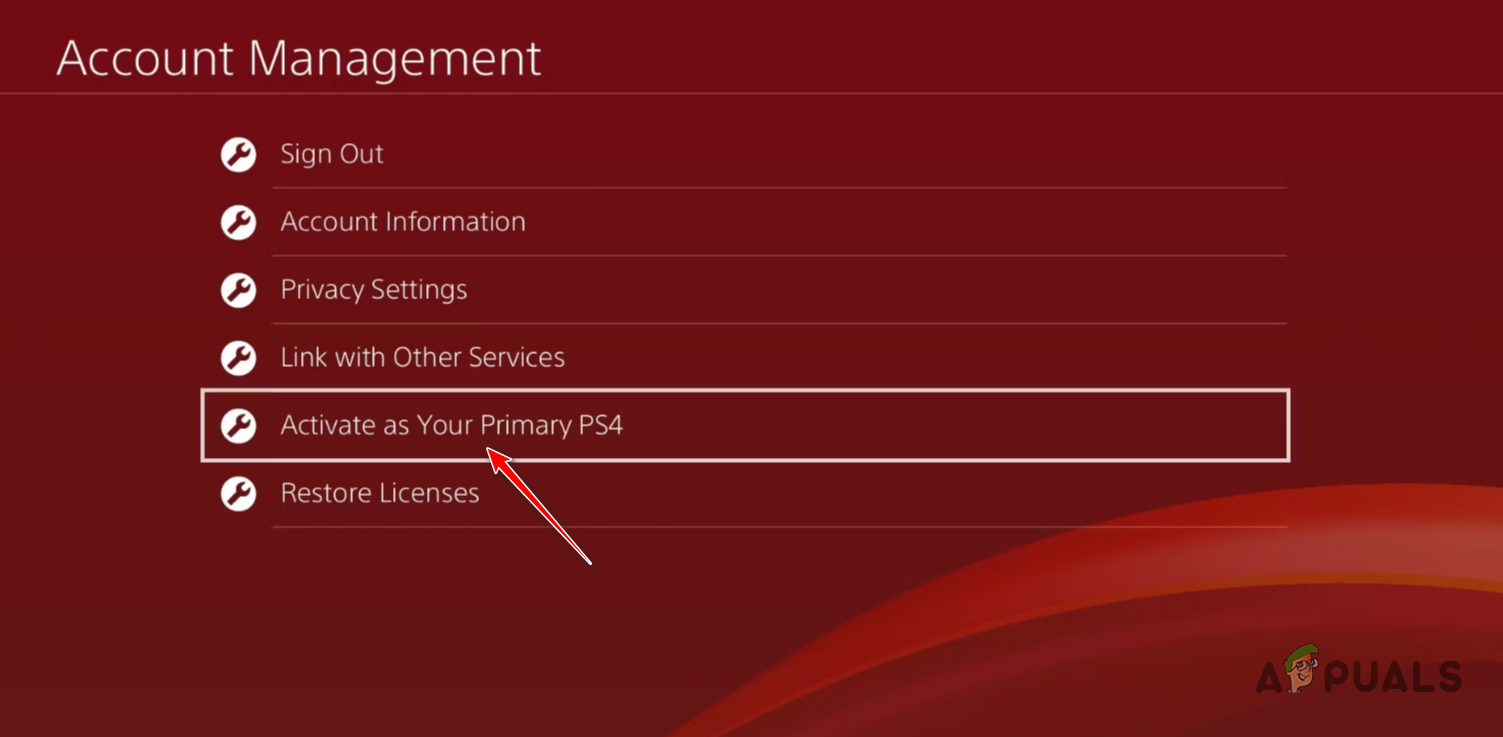 Navigating to Activate as Your Primary PS4