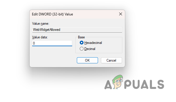 Setting WebWidgetAllowed Key Value