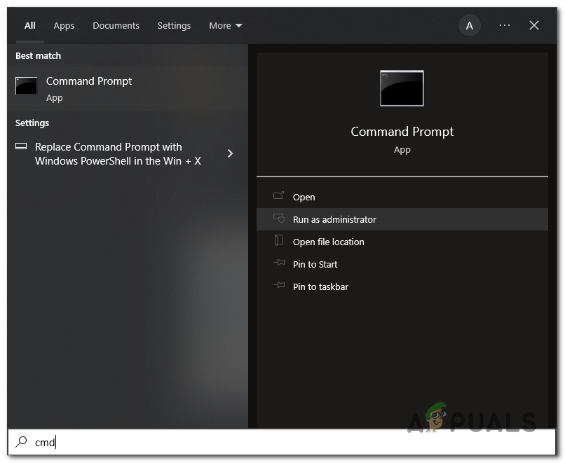 Right-click on the Command Prompt icon and choose "Run as administrator"