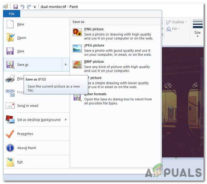 From the drop-down menu, select "Save as".